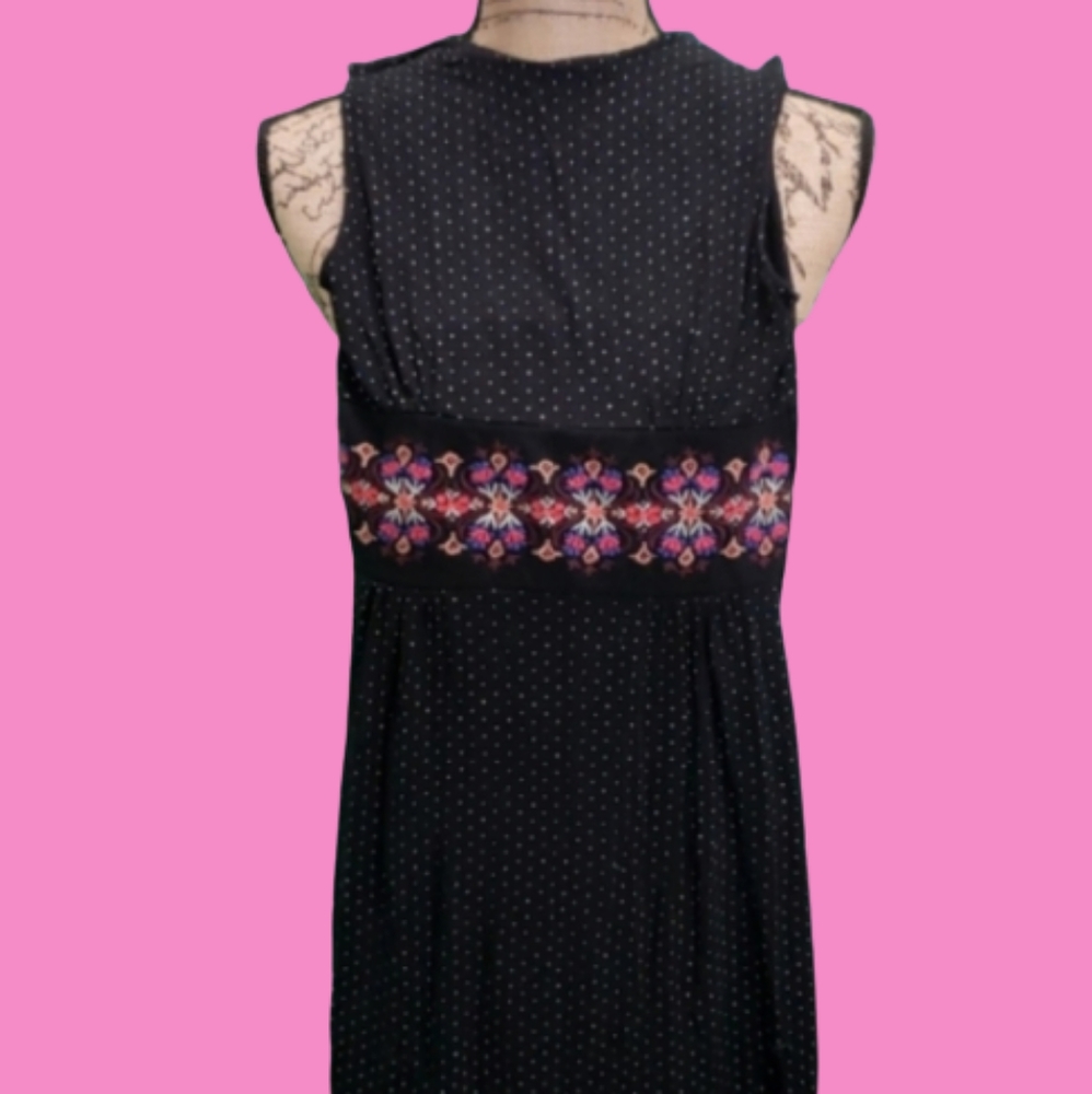 Free people xs black white polka dot dress